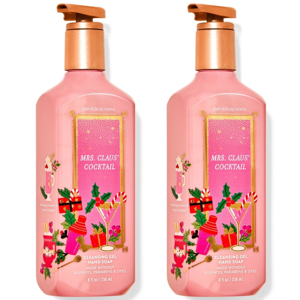 Bath & Body Works Mrs. Claus' Cocktail Cleansing Gel Hand Soap Set of 2 NEW Rare